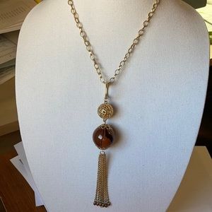 Caramel/black tiger stripe ball pendant necklace